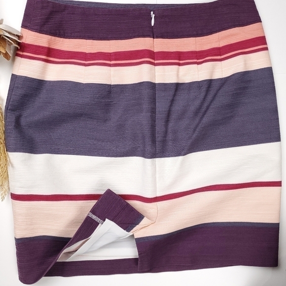 Loft Purple Pink Cream Bold Stripe Skirt Sz 2p - Picture 2 of 8